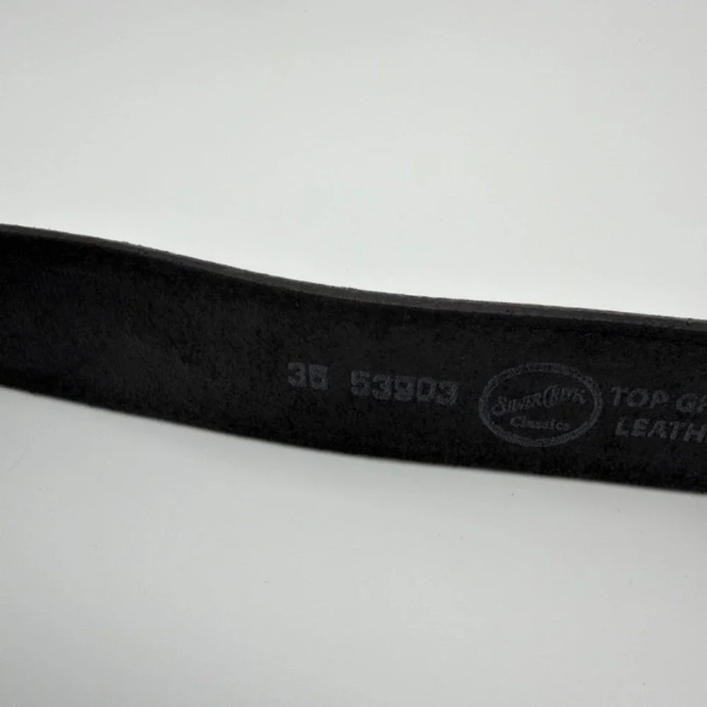 Silver Creek Leather Belt 42 Inch Black  Western Fits 32-34 Silver Buckle 3859‎